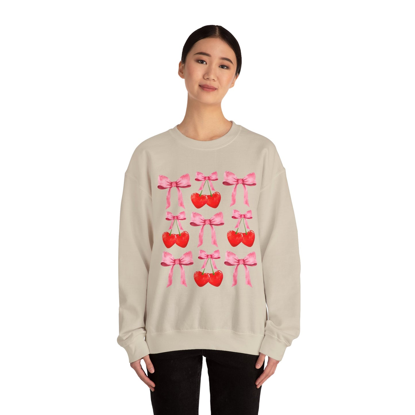 Cherry Pink Bow Charm Coquette Sweatshirt