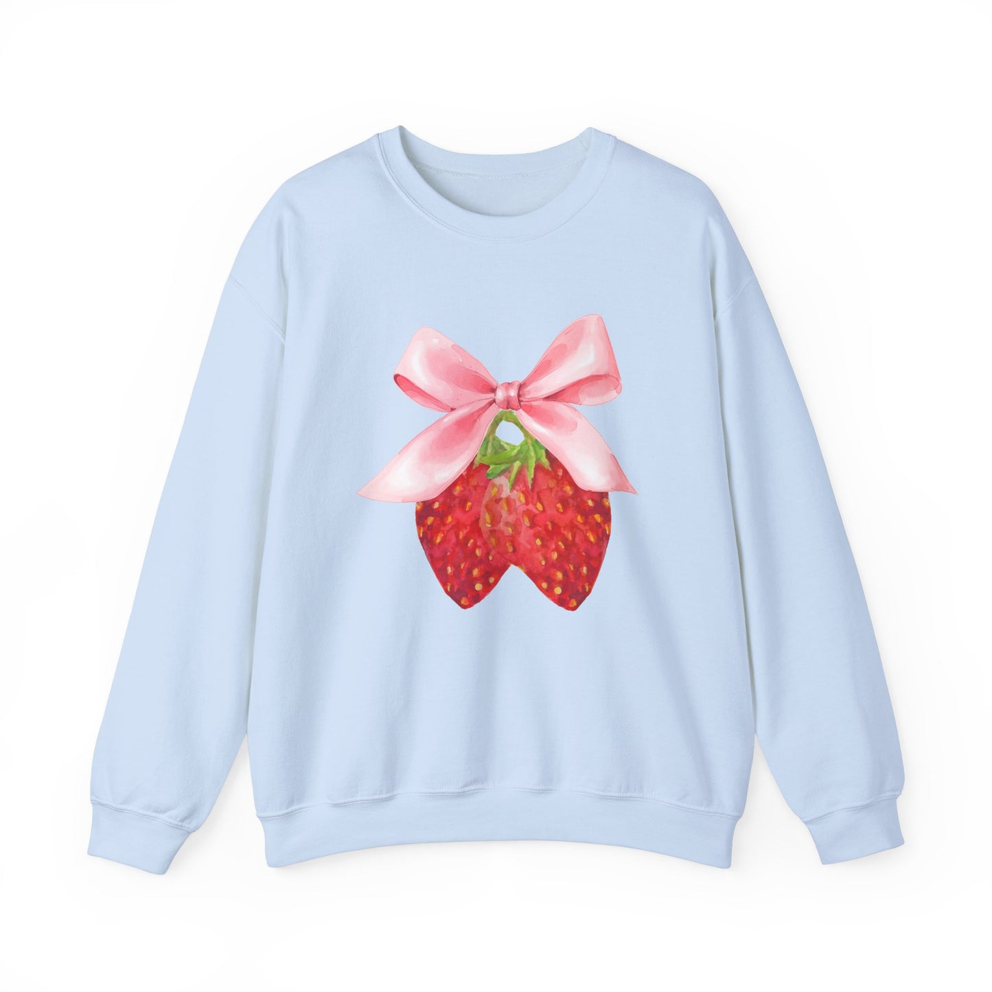 Strawberry Bow Delight: Coquette Style Sweatshirt