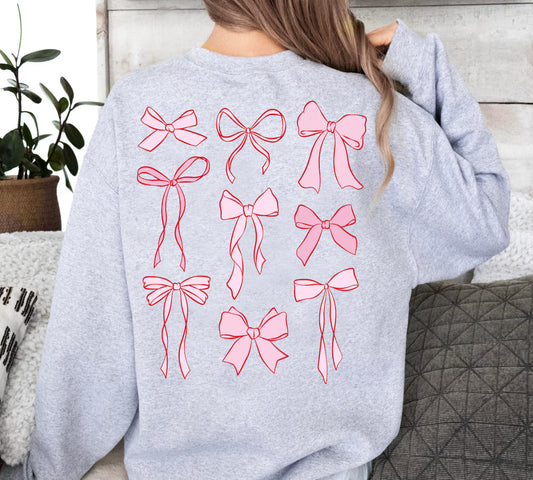 Pink Bow Elegance Enchant: Coquette Aesthetic Sweatshirt